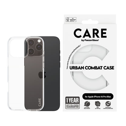 Hoes voor Apple iPhone 16 Pro Max, PanzerGlass, Care Urban Combat, Transparant