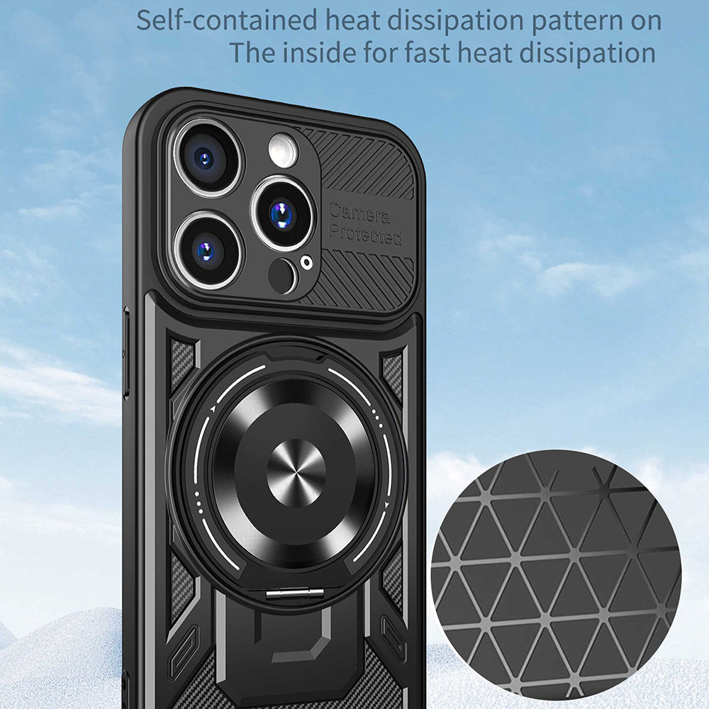 Hoes voor Apple iPhone 16 Pro Max, Techsuit, RuggedCam, Zwart