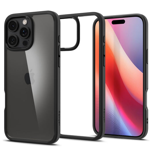 Hoes voor Apple iPhone 16 Pro, Spigen, Ultra Hybrid, Matzwart