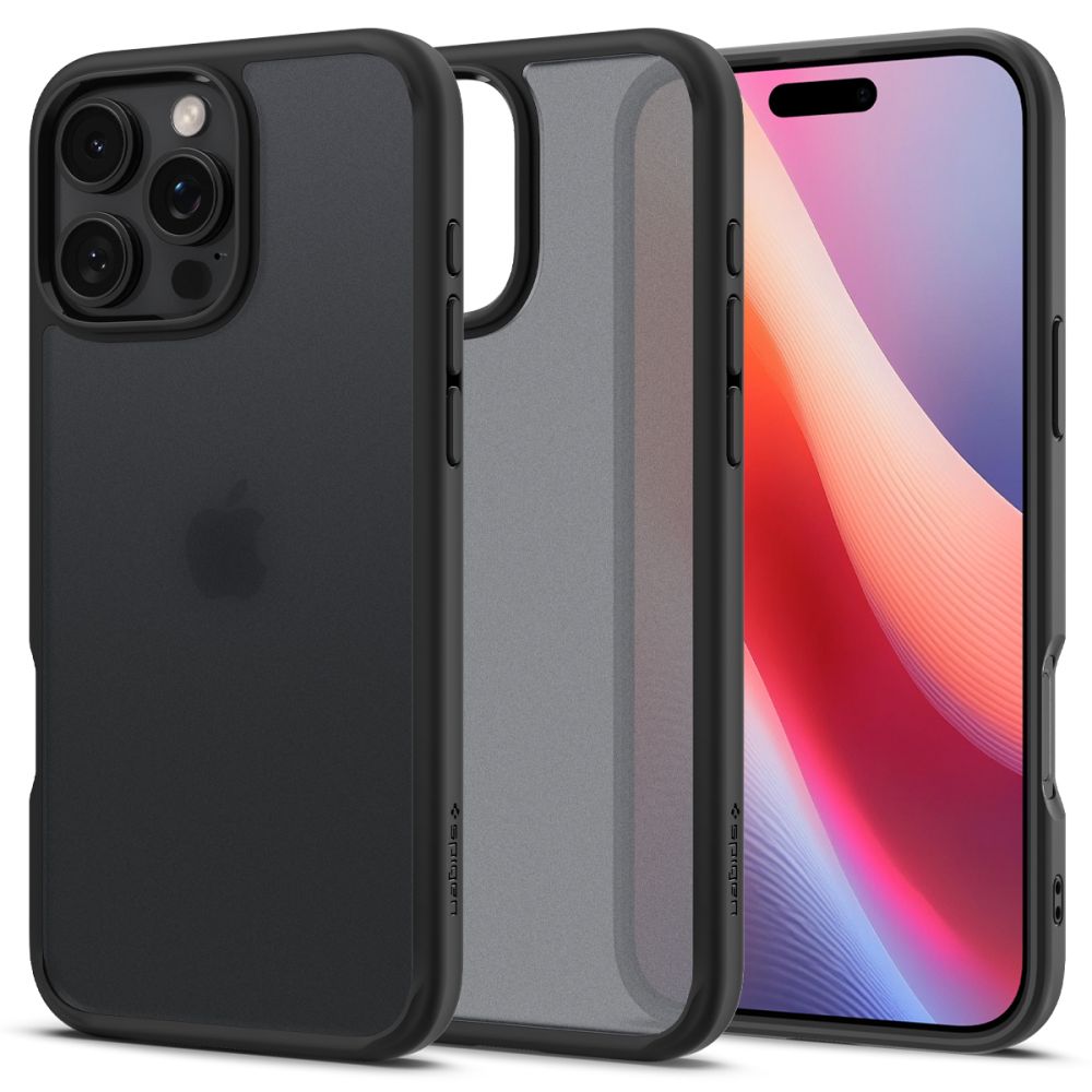 Hoes voor Apple iPhone 16 Pro, Spigen, Ultra Hybrid, Zwart Satijn ACS08124
