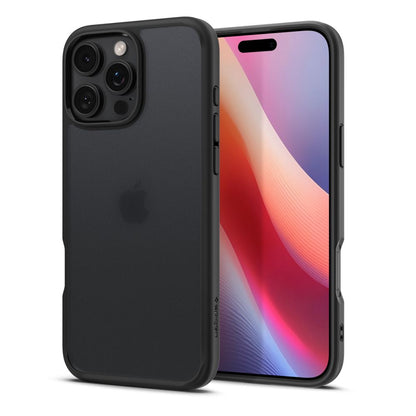 Hoes voor Apple iPhone 16 Pro, Spigen, Ultra Hybrid, Zwart Satijn ACS08124