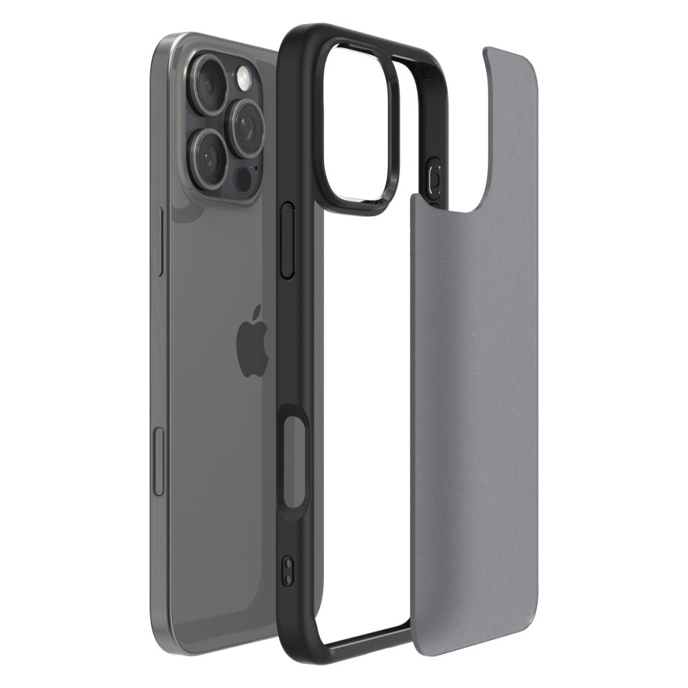 Hoes voor Apple iPhone 16 Pro, Spigen, Ultra Hybrid, Zwart Satijn ACS08124