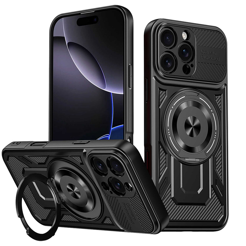 Hoes voor Apple iPhone 16 Pro, Techsuit, RuggedCam, Zwart