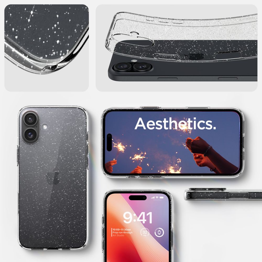 Hoesje voor Apple iPhone 16, Spigen, Liquid Crystal Glitter, Transparant ACS08192