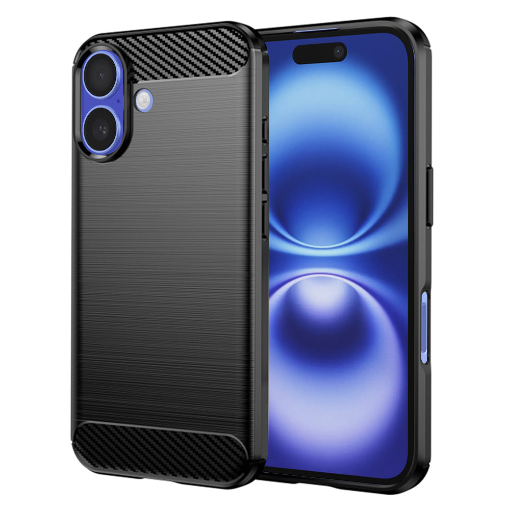 Hoes voor Apple iPhone 16, Techsuit, Carbon, Zwart