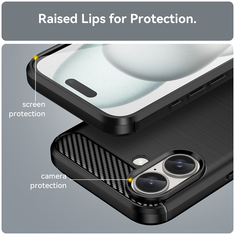 Hoes voor Apple iPhone 16, Techsuit, Carbon, Zwart
