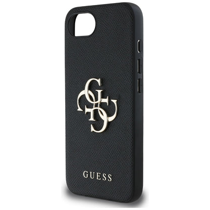 Hoes voor Apple iPhone 16e, Guess, 4G Grained Big en Classic Logo, Zwart