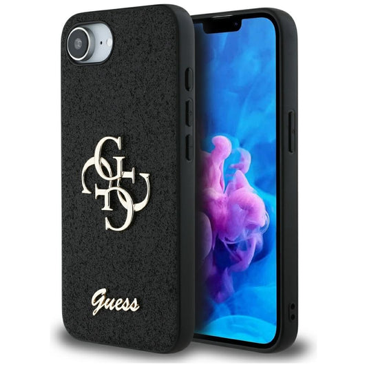 Hoes voor Apple iPhone 16e, Guess, Fixed Glitter Big 4G, Zwart