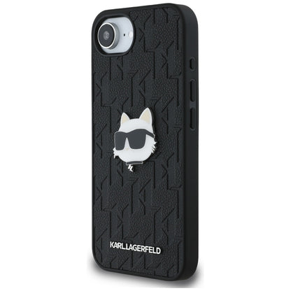 Case for Apple iPhone 16e, Karl Lagerfeld, Monogram Choupette's Head, Black