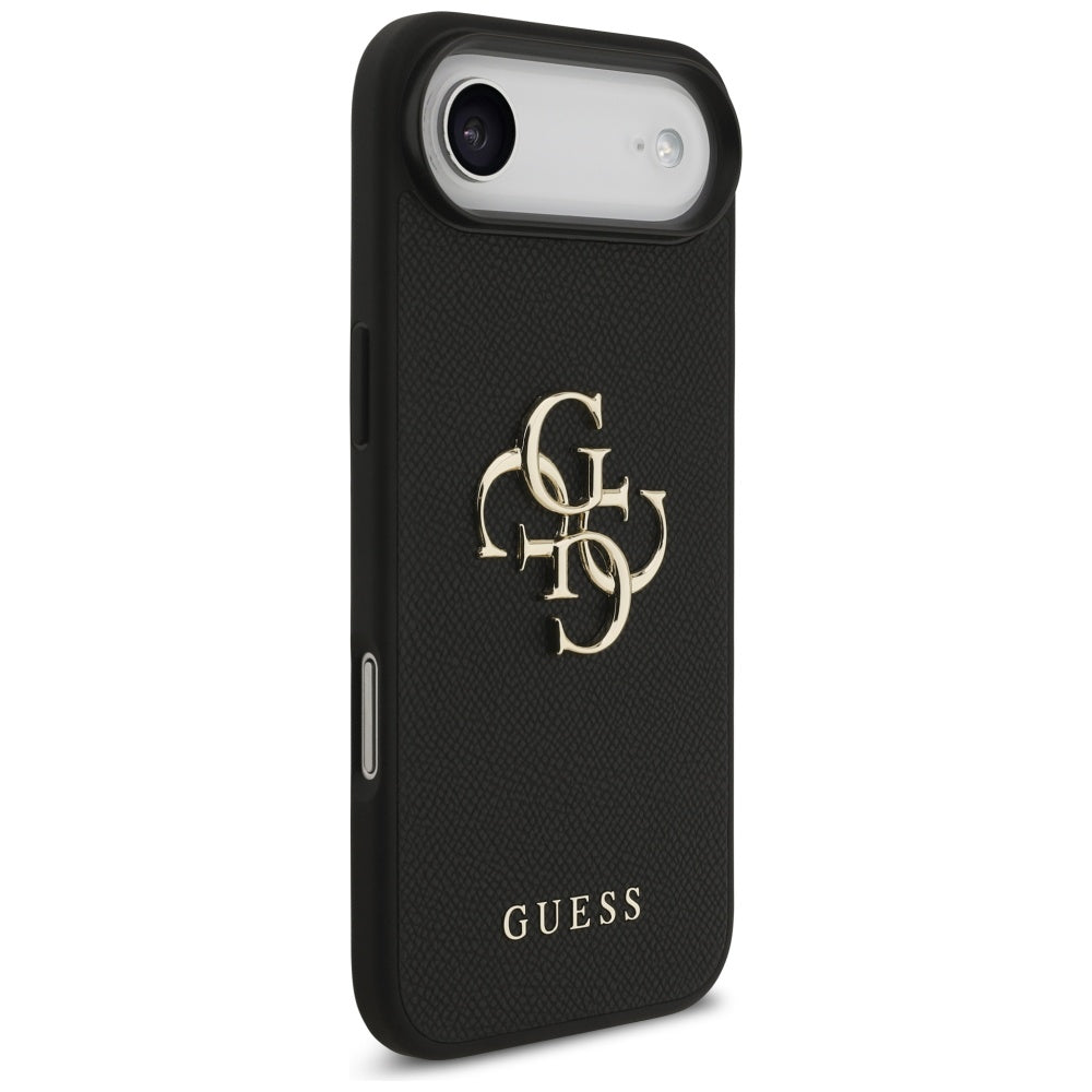 Hoes voor Apple iPhone 17 Air, Guess, 4G Grained Big en Classic Logo, Zwart