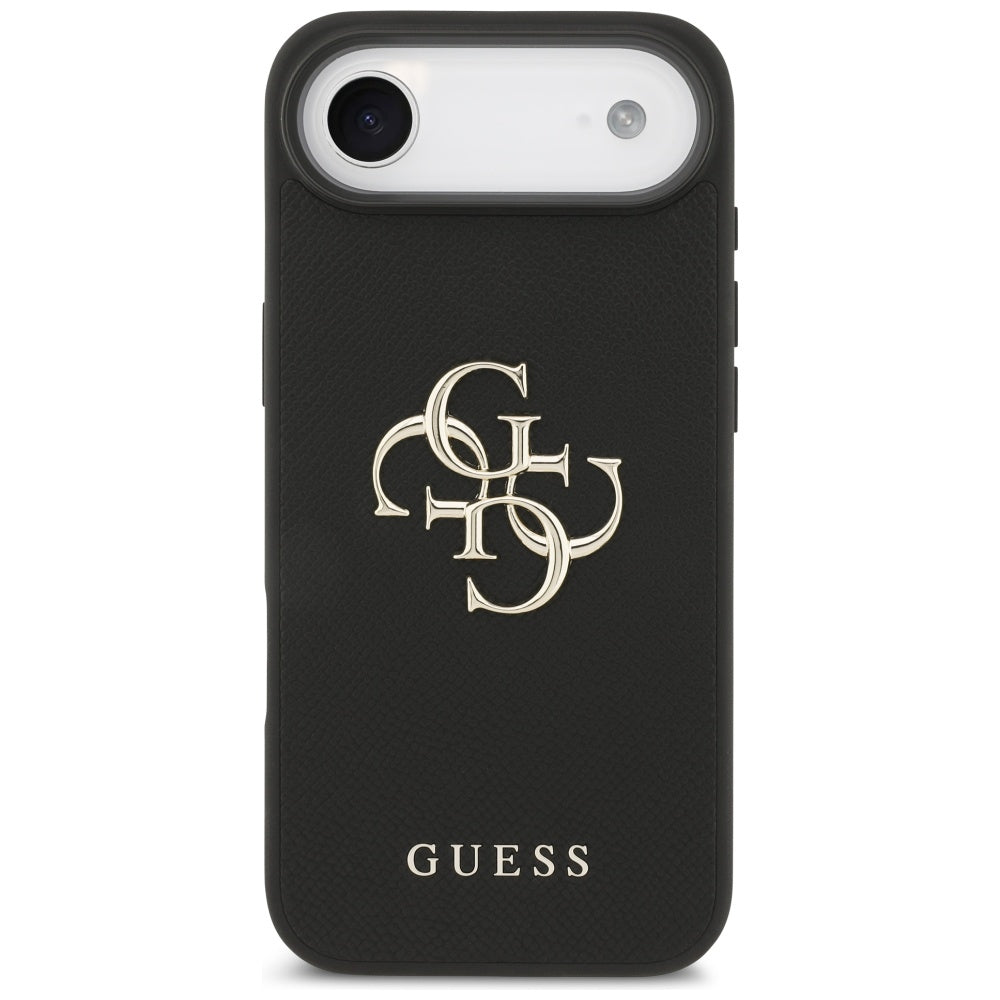 Hoes voor Apple iPhone 17 Air, Guess, 4G Grained Big en Classic Logo, Zwart