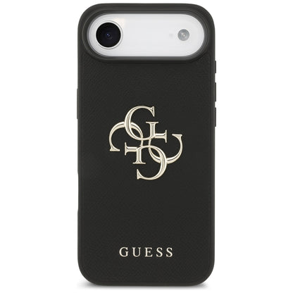 Hoes voor Apple iPhone 17 Air, Guess, 4G Grained Big en Classic Logo, Zwart