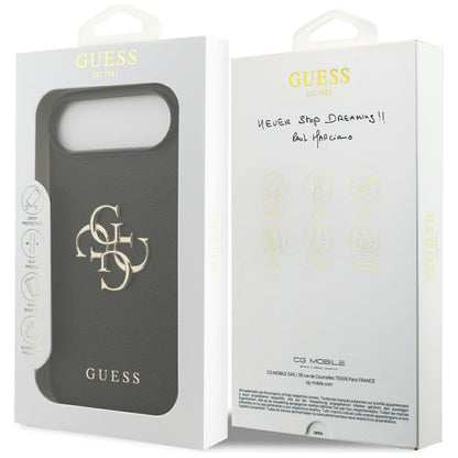 Hoes voor Apple iPhone 17 Air, Guess, 4G Grained Big en Classic Logo, Zwart