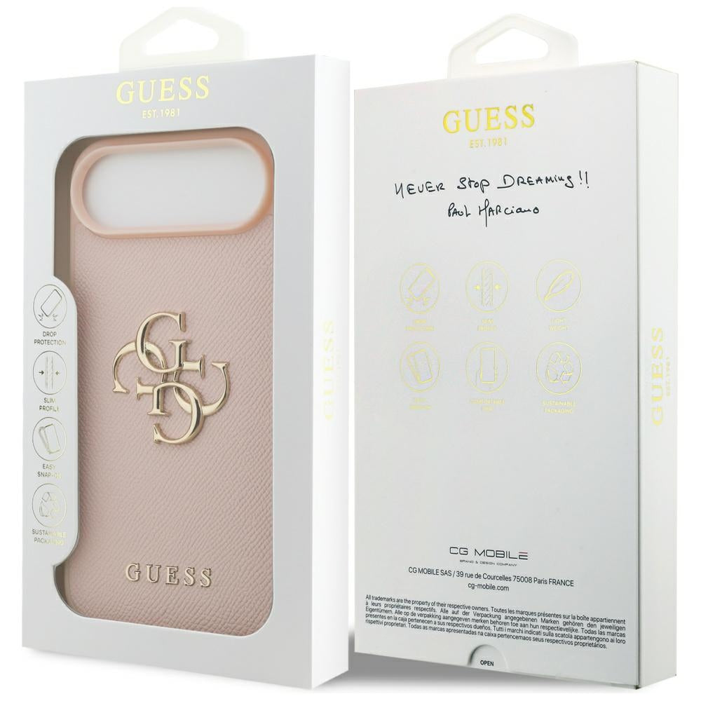 Hoes voor Apple iPhone 17 Air, Guess, 4G Grained Big and Classic Logo, Roze
