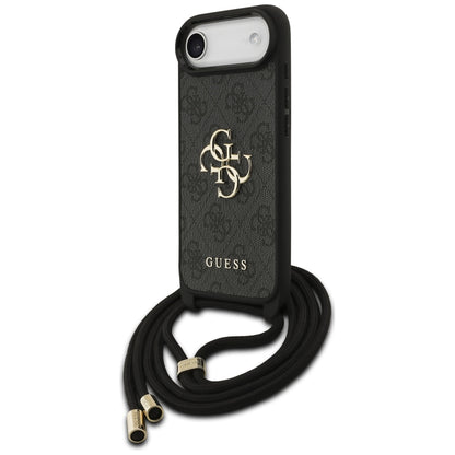 Hoes voor Apple iPhone 17 Air, Guess, Crossbody Cord 4G Big Log, Zwart