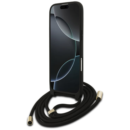 Hoes voor Apple iPhone 17 Air, Guess, Crossbody Cord 4G Big Log, Zwart