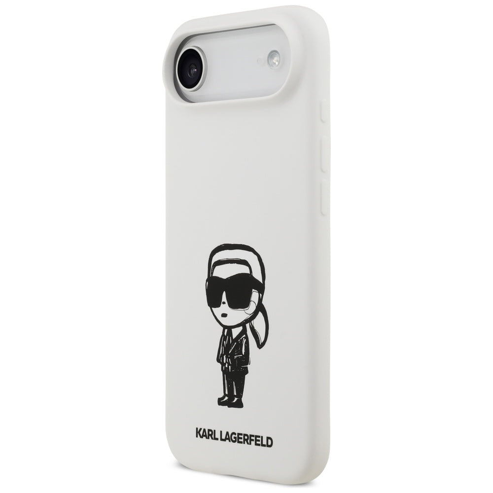 Hoes voor Apple iPhone 17 Air, Karl Lagerfeld, Sketch en Logo Karl, Wit
