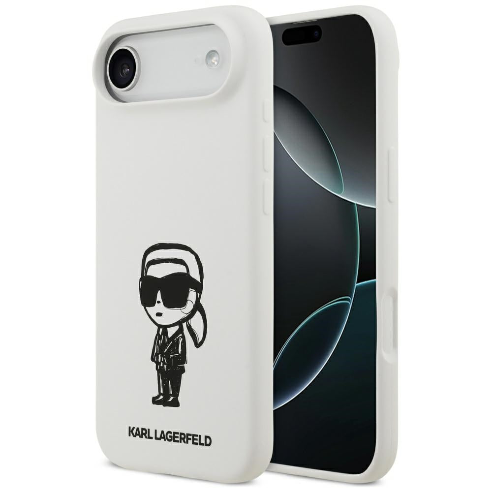 Hoes voor Apple iPhone 17 Air, Karl Lagerfeld, Sketch en Logo Karl, Wit