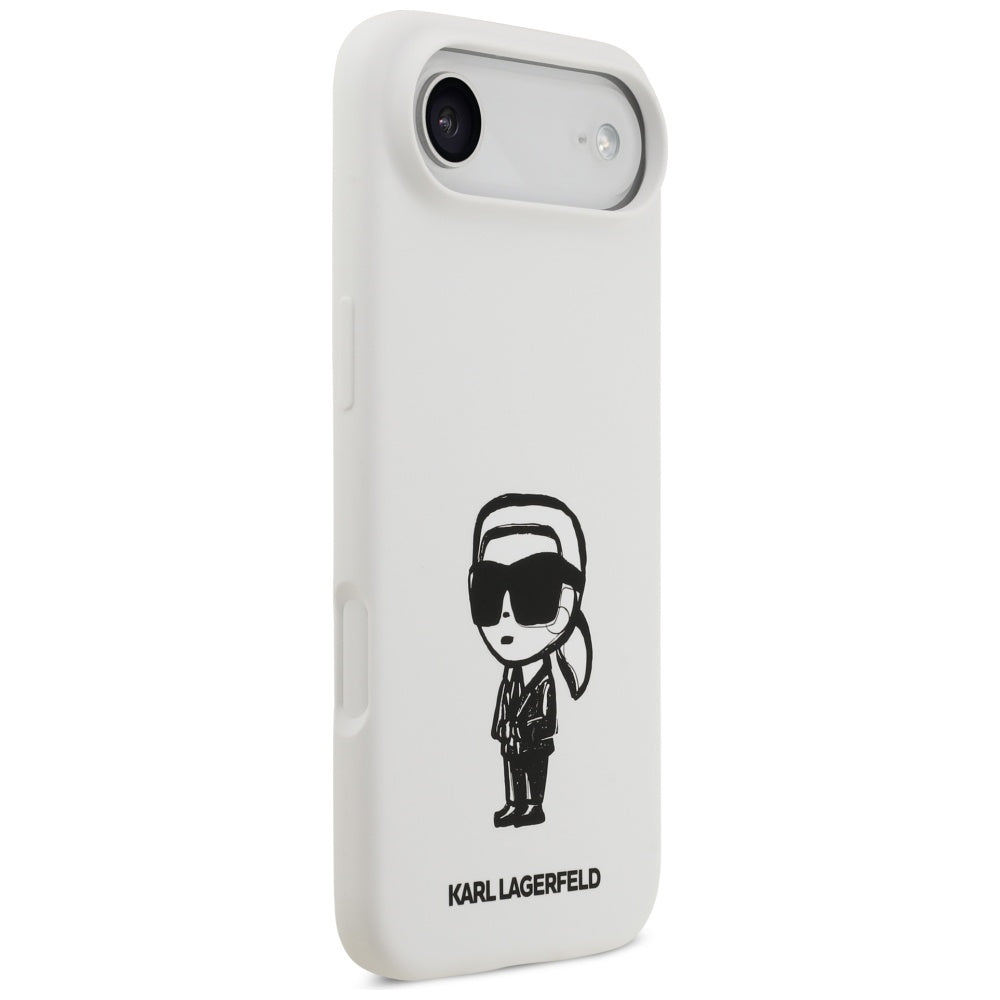 Hoes voor Apple iPhone 17 Air, Karl Lagerfeld, Sketch en Logo Karl, Wit