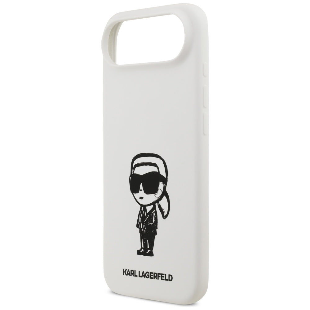 Hoes voor Apple iPhone 17 Air, Karl Lagerfeld, Sketch en Logo Karl, Wit