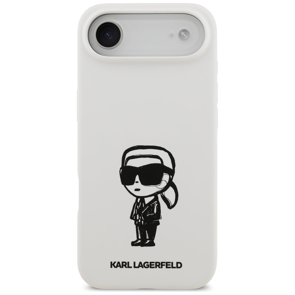 Hoes voor Apple iPhone 17 Air, Karl Lagerfeld, Sketch en Logo Karl, Wit