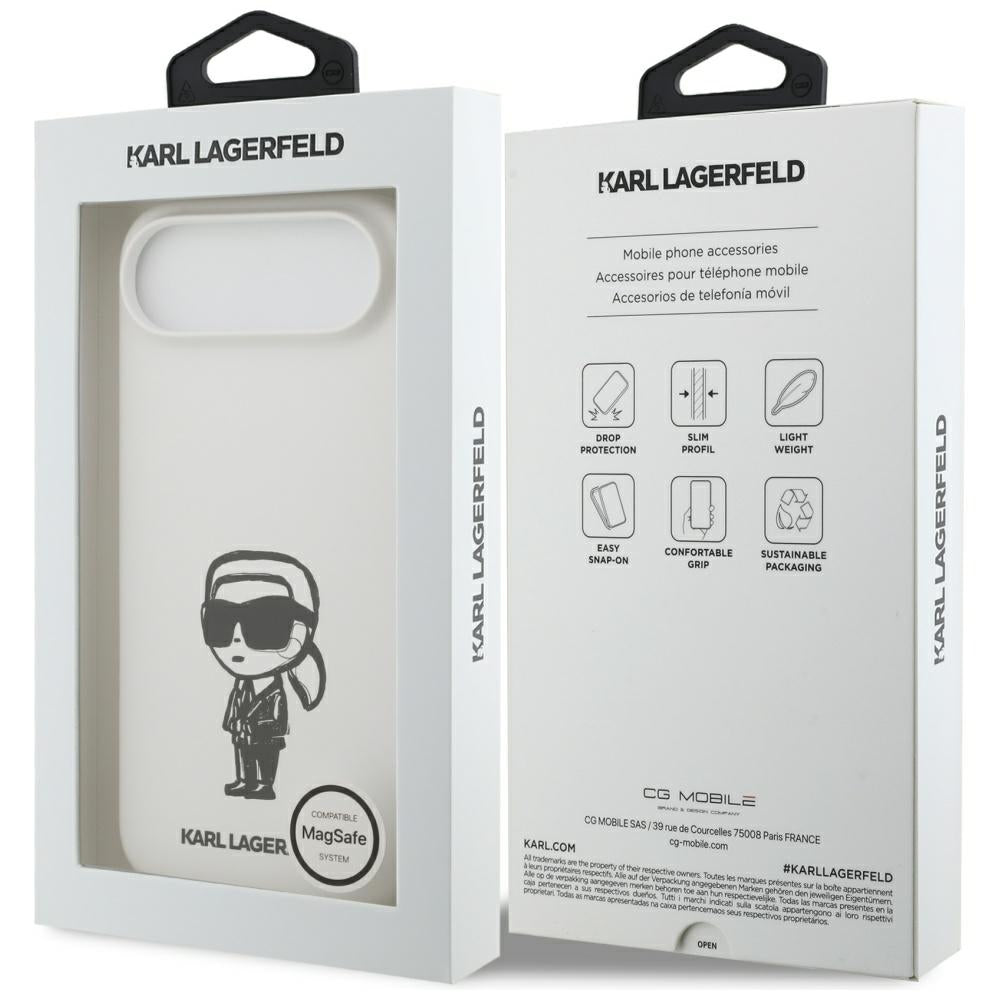 Hoes voor Apple iPhone 17 Air, Karl Lagerfeld, Sketch en Logo Karl, Wit