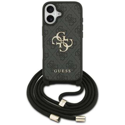 Hoes voor Apple iPhone 17, Guess, 4G CBDY Big Logo met Koordriem, Zwart