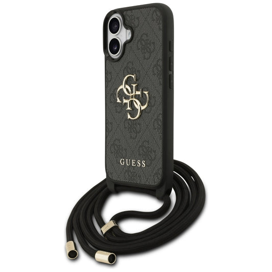 Hoes voor Apple iPhone 17, Guess, 4G CBDY Big Logo met Koordriem, Zwart