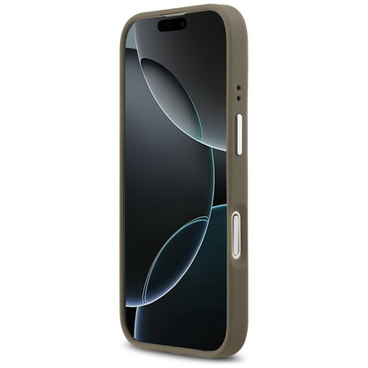 Hoes voor Apple iPhone 17, Guess, 4G Grained Big And Classic Logo, Bruin Zilver