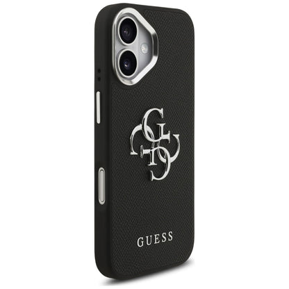 Hoes voor Apple iPhone 17, Guess, 4G Grained Big and Classic Logo, Zwart Zilver