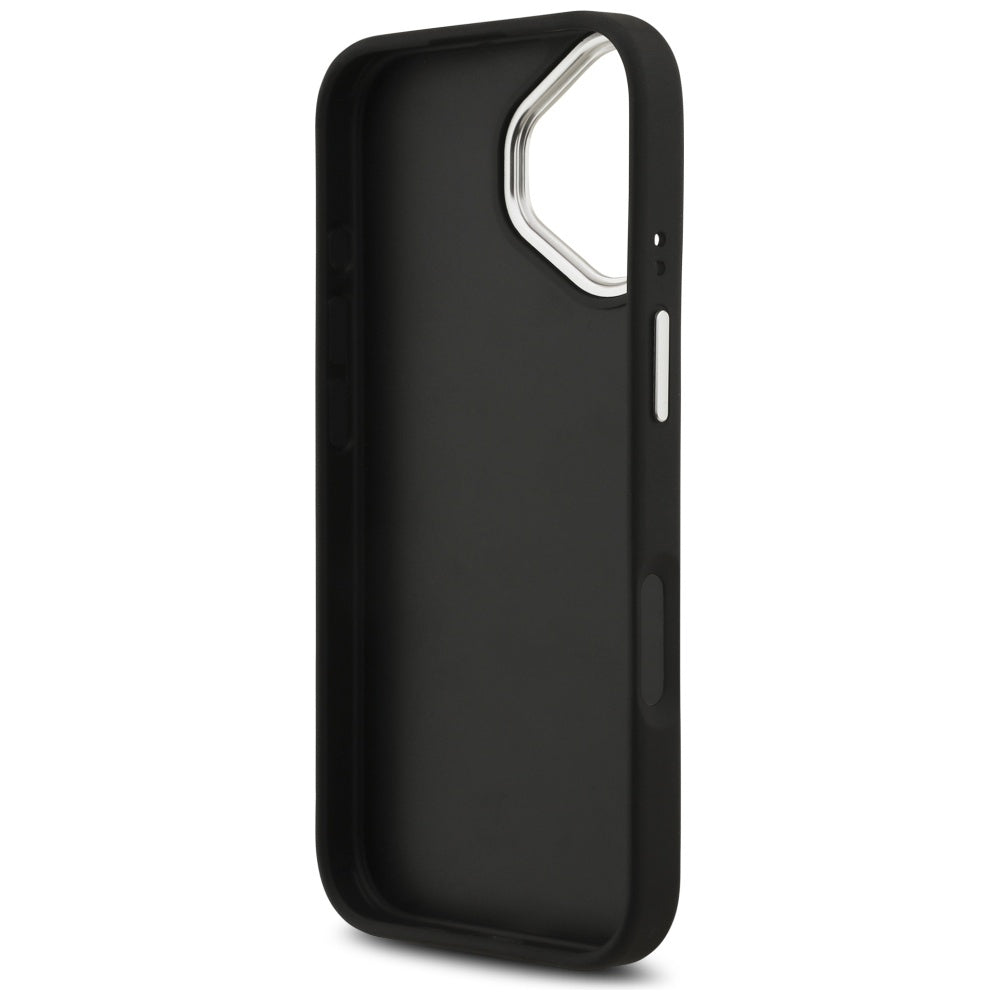 Hoes voor Apple iPhone 17, Guess, 4G Grained Big and Classic Logo, Zwart Zilver