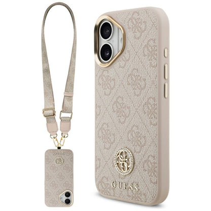 Hoes voor Apple iPhone 17, Guess, 4G Strass Logo en Grote Band, Roze