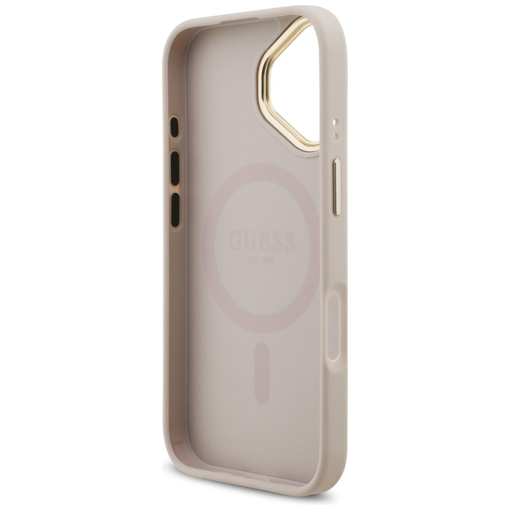 Hoes voor Apple iPhone 17, Guess, 4G Strass Logo en Grote Band, Roze