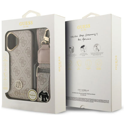 Hoes voor Apple iPhone 17, Guess, 4G Strass Logo en Grote Band, Roze