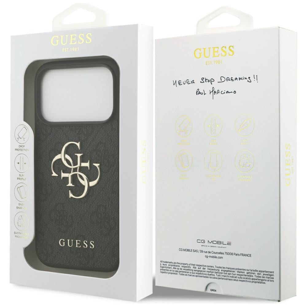 Hoes voor Apple iPhone 17 Pro, Guess, 4G Big Logo, Zwart