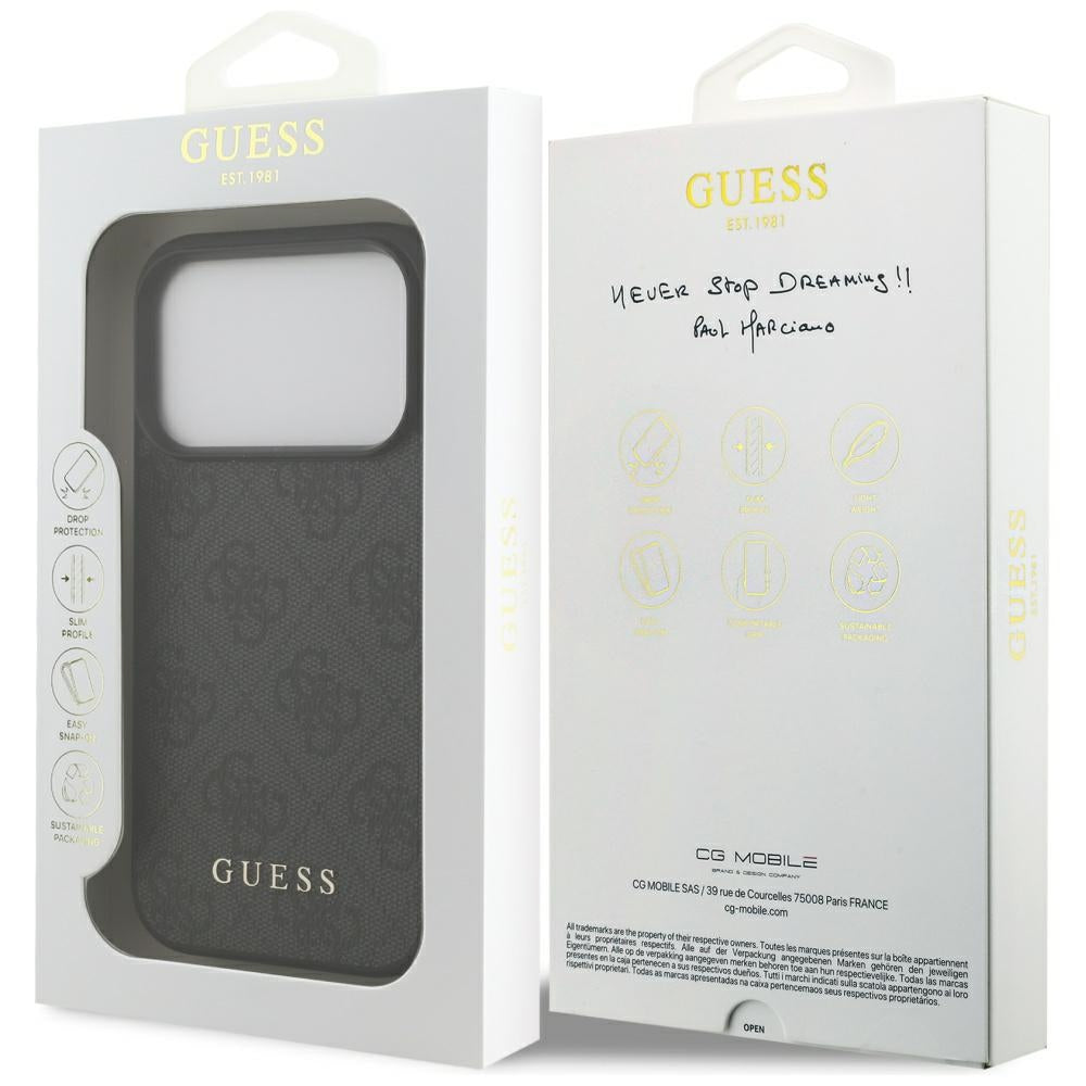 Hoes voor Apple iPhone 17 Pro, Guess, 4G Classic, Zwart