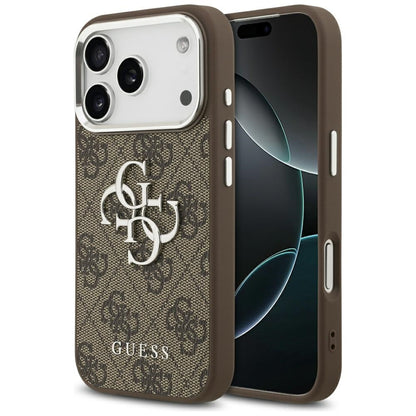 Hoes voor Apple iPhone 17 Pro, Guess, Big 4G Logo Classic, Bruin Zilver