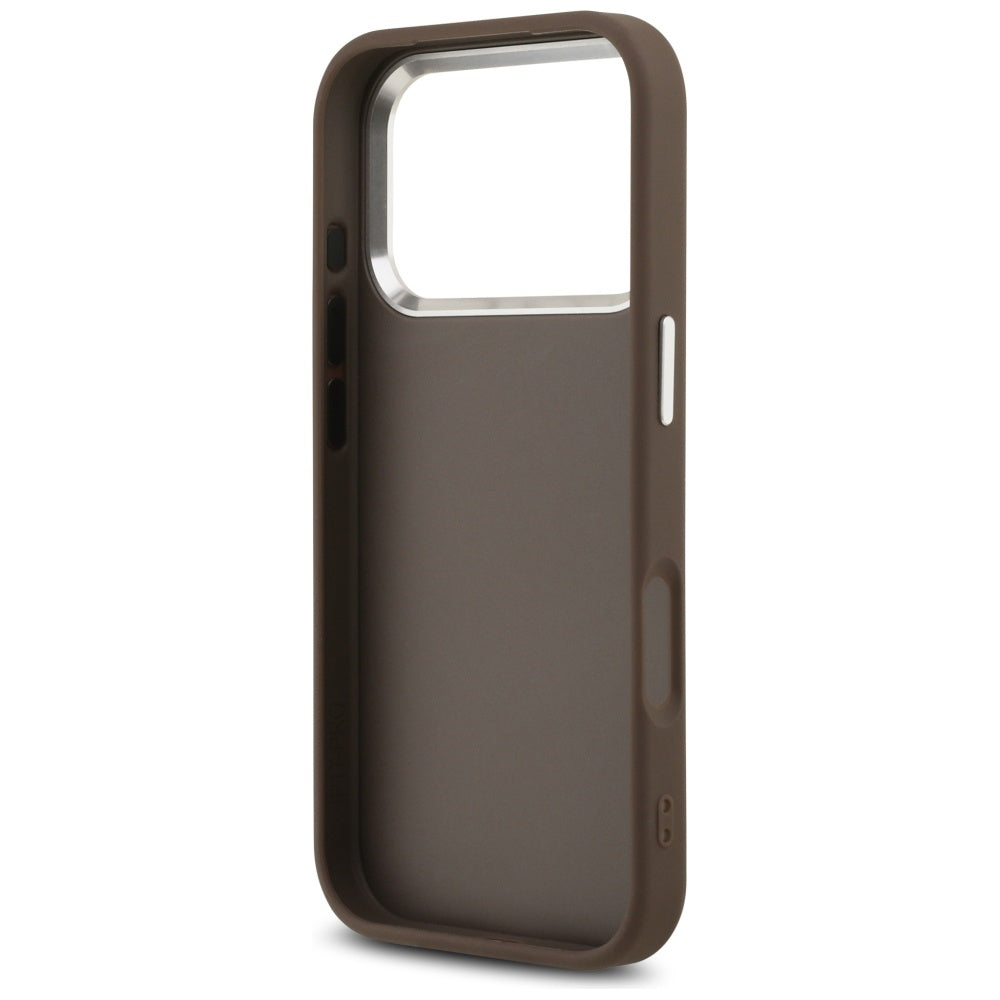 Hoes voor Apple iPhone 17 Pro, Guess, Big 4G Logo Classic, Bruin Zilver