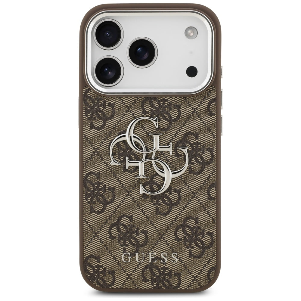 Hoes voor Apple iPhone 17 Pro, Guess, Big 4G Logo Classic, Bruin Zilver