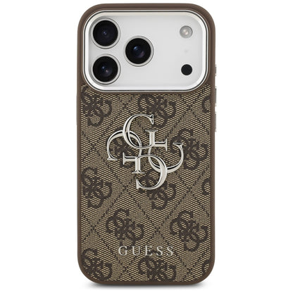 Hoes voor Apple iPhone 17 Pro, Guess, Big 4G Logo Classic, Bruin Zilver