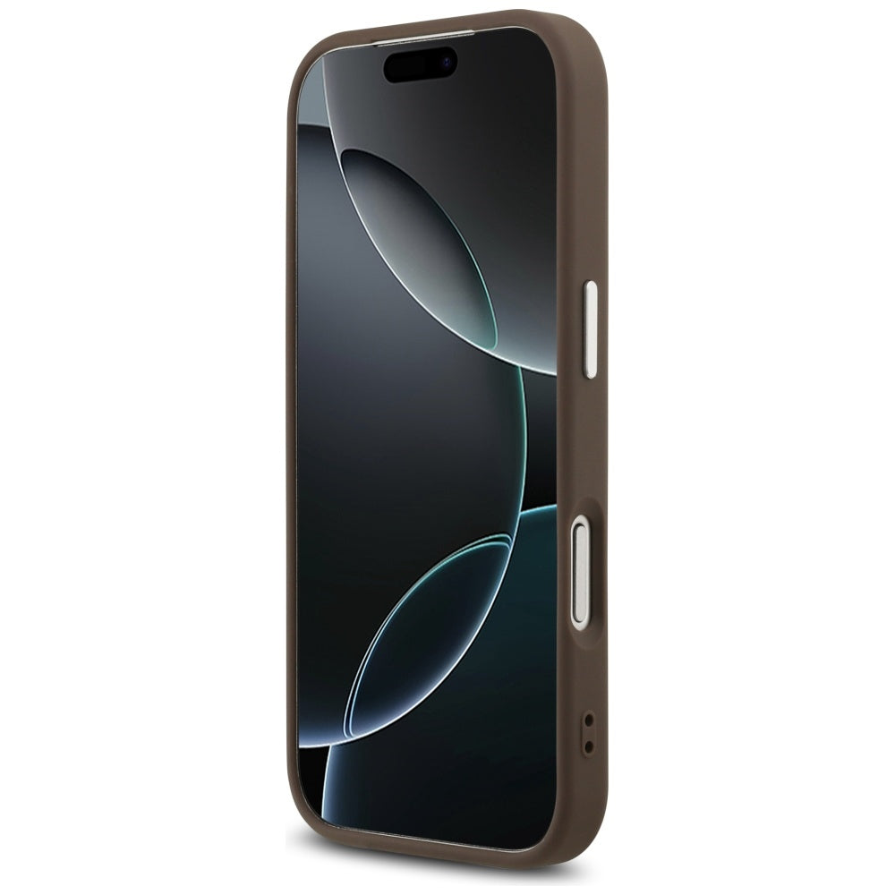 Hoes voor Apple iPhone 17 Pro, Guess, Big 4G Logo Classic, Bruin Zilver