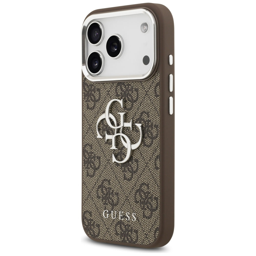 Hoes voor Apple iPhone 17 Pro, Guess, Big 4G Logo Classic, Bruin Zilver