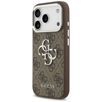 Hoes voor Apple iPhone 17 Pro, Guess, Big 4G Logo Classic, Bruin Zilver