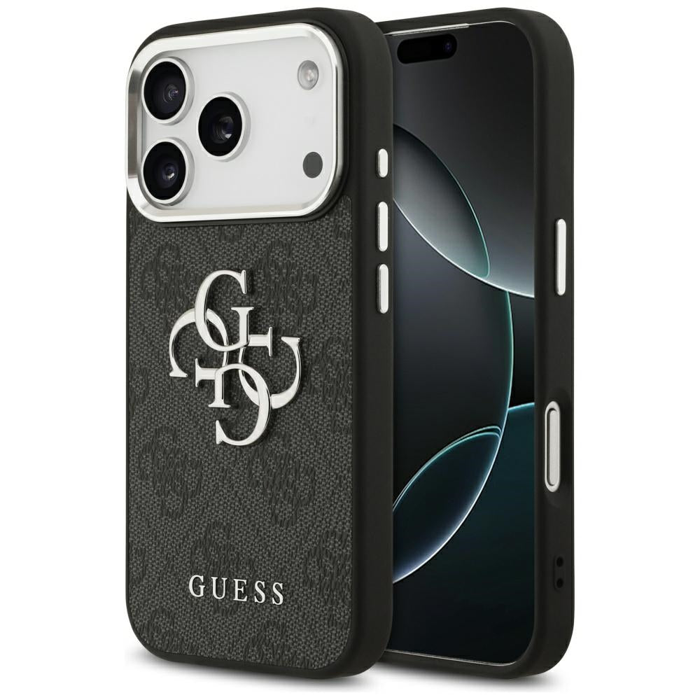 Hoes voor Apple iPhone 17 Pro, Guess, Big 4G Logo Classic, Zwart Zilver