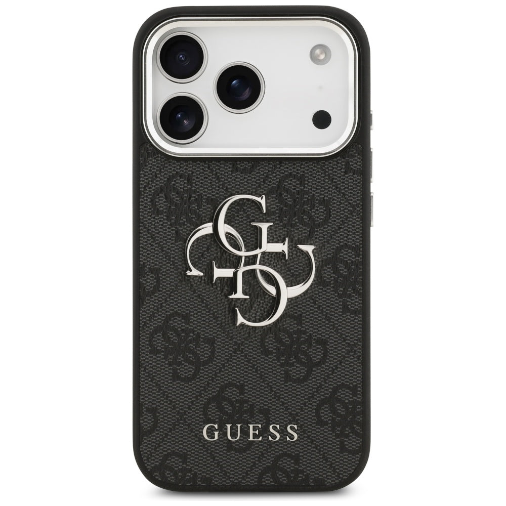 Hoes voor Apple iPhone 17 Pro, Guess, Big 4G Logo Classic, Zwart Zilver