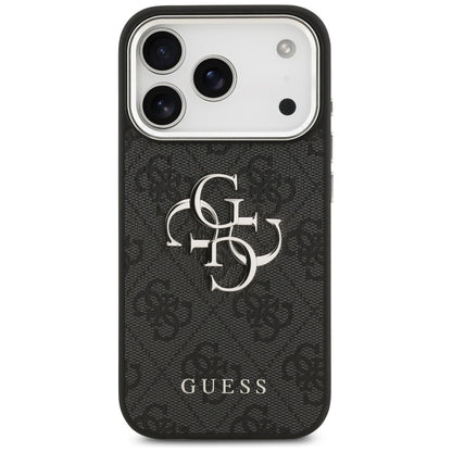 Hoes voor Apple iPhone 17 Pro, Guess, Big 4G Logo Classic, Zwart Zilver
