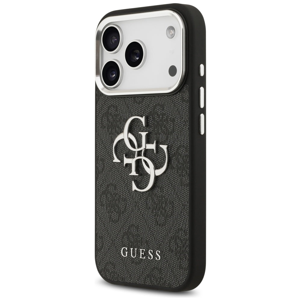 Hoes voor Apple iPhone 17 Pro, Guess, Big 4G Logo Classic, Zwart Zilver