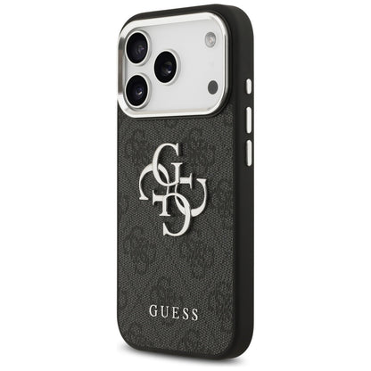 Hoes voor Apple iPhone 17 Pro, Guess, Big 4G Logo Classic, Zwart Zilver