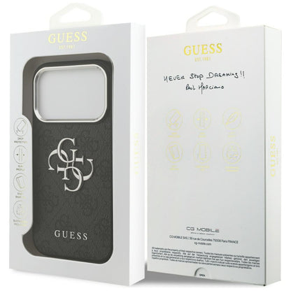 Hoes voor Apple iPhone 17 Pro, Guess, Big 4G Logo Classic, Zwart Zilver
