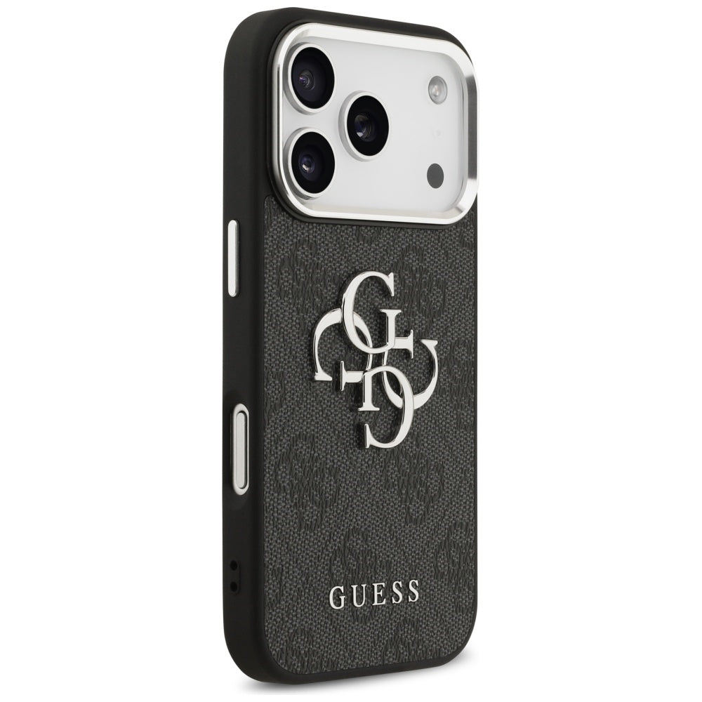 Hoes voor Apple iPhone 17 Pro, Guess, Big 4G Logo Classic, Zwart Zilver
